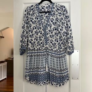 Olivaceous 3/4 sleeve mini dress